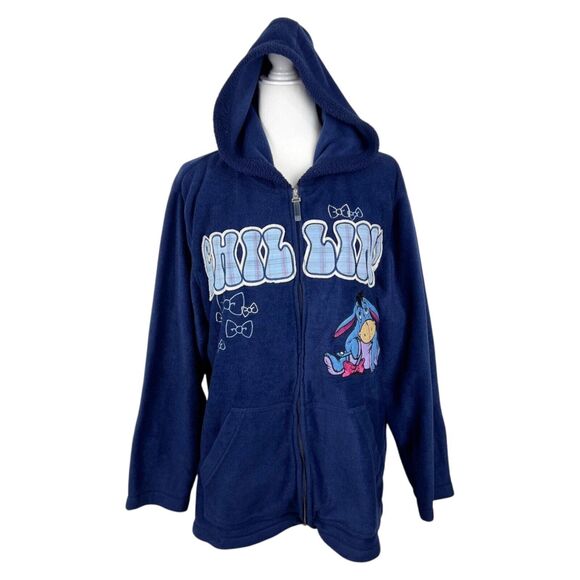 Vintage Wonderful World of Disney Sweater Women's Plus 2X Blue Eeyore Fleece Zip - Picture 1 of 13